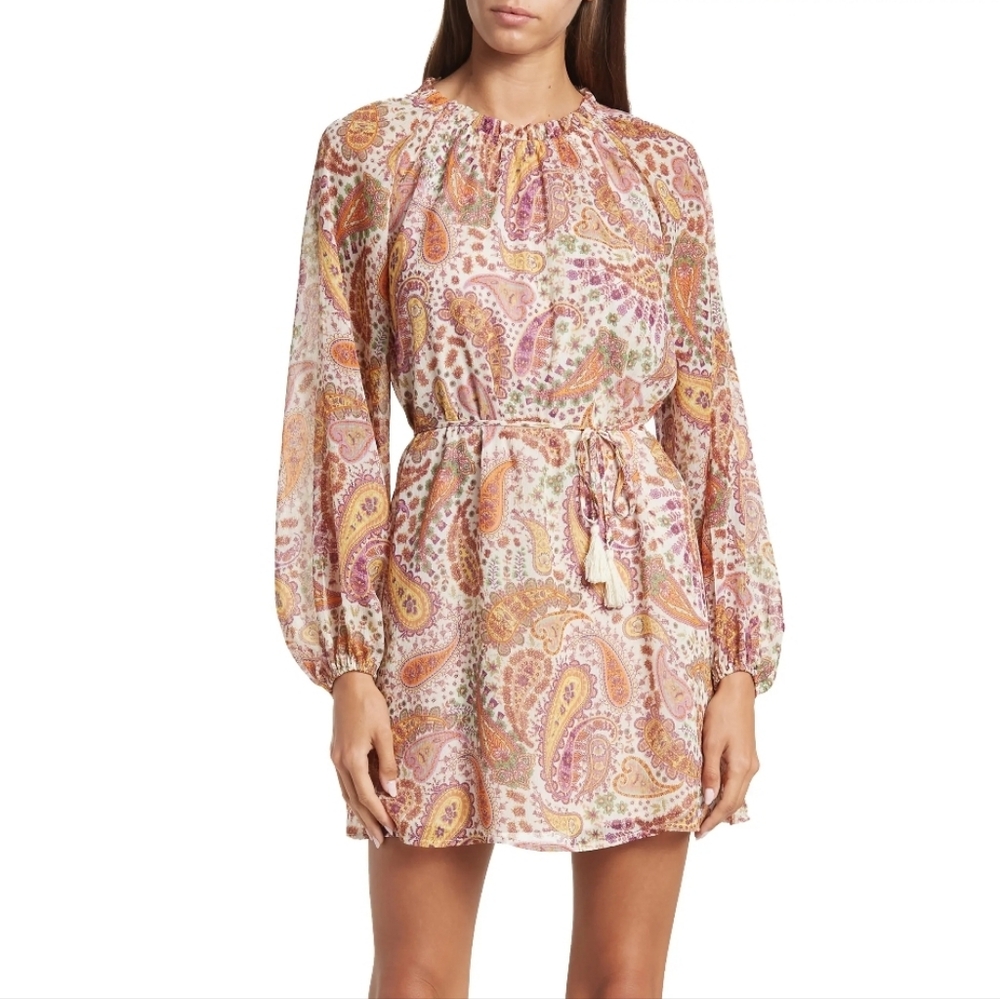 LUSH Boho Tier Print Mini Dress. NWOT Size XS